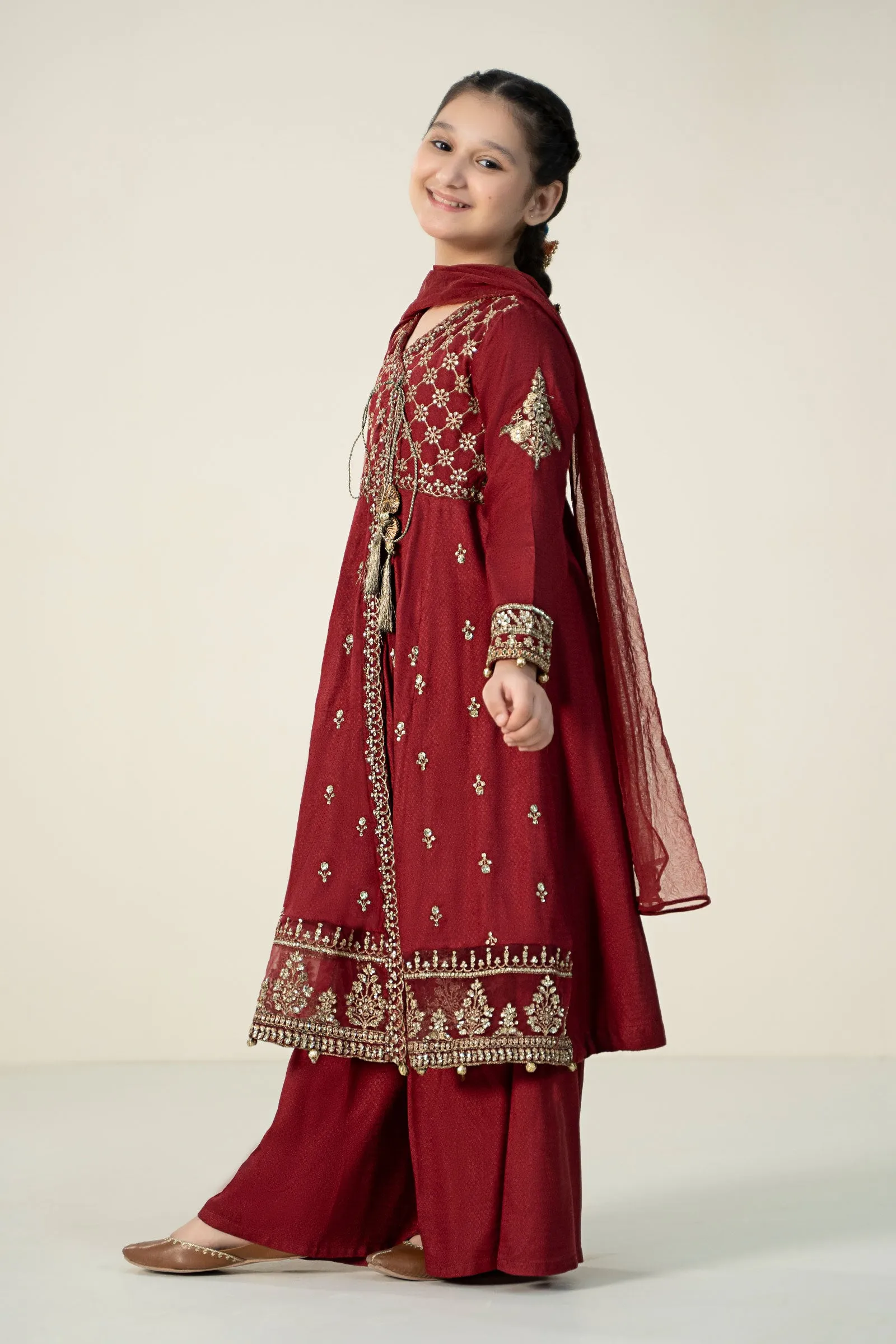 3 Piece Embroidered Linen Suit | MKD-W24-02