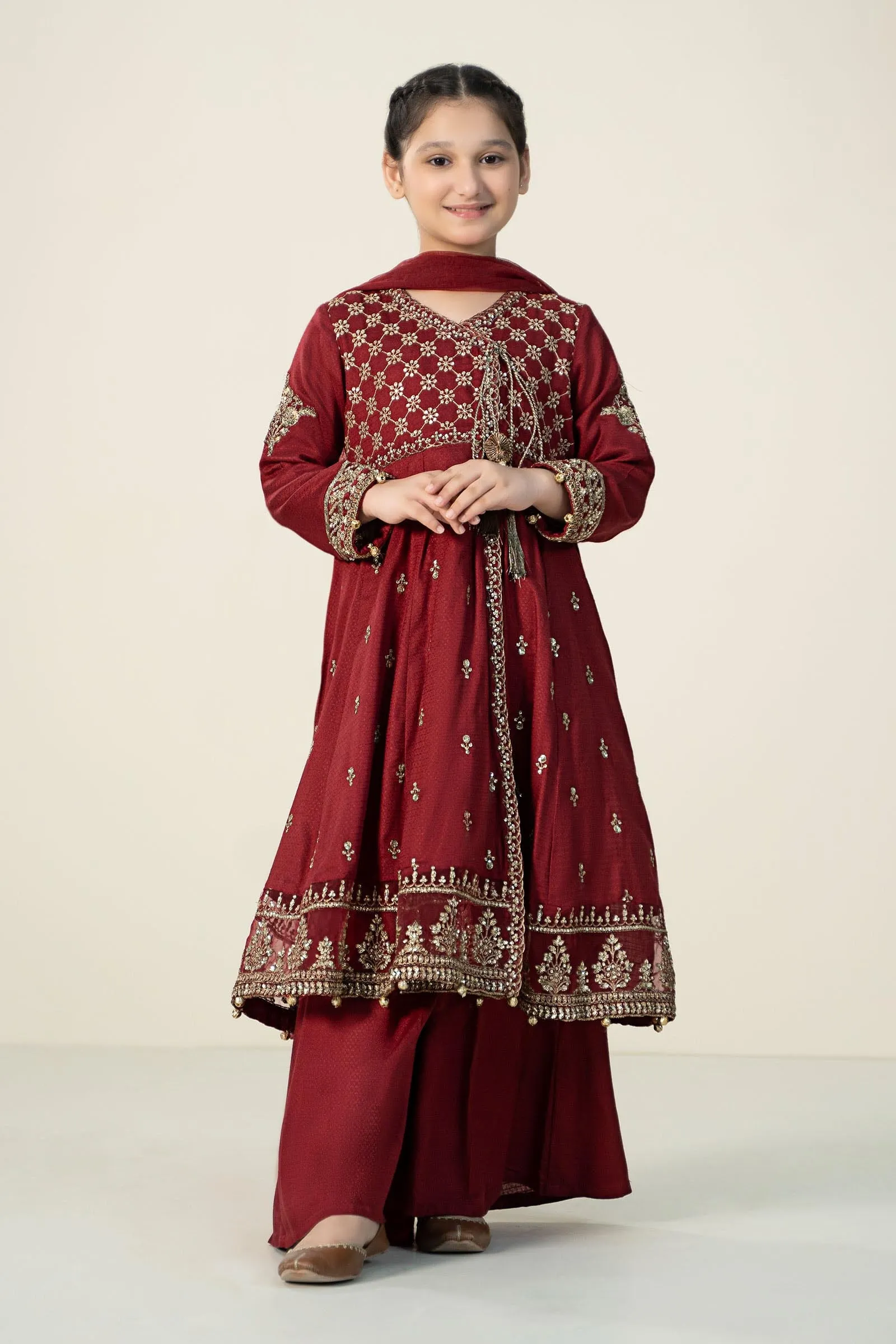 3 Piece Embroidered Linen Suit | MKD-W24-02