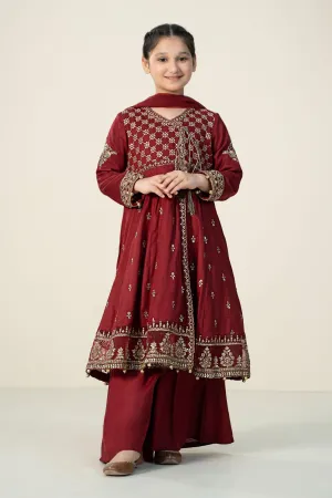 3 Piece Embroidered Linen Suit | MKD-W24-02