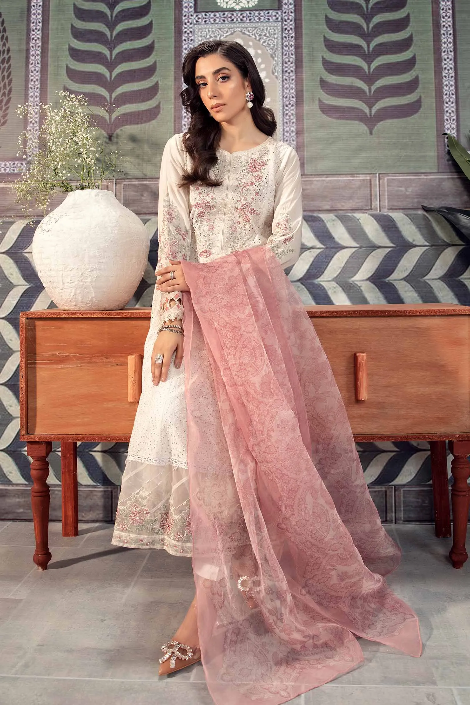 3 Piece Embroidered Net Suit | DW-EA24-08