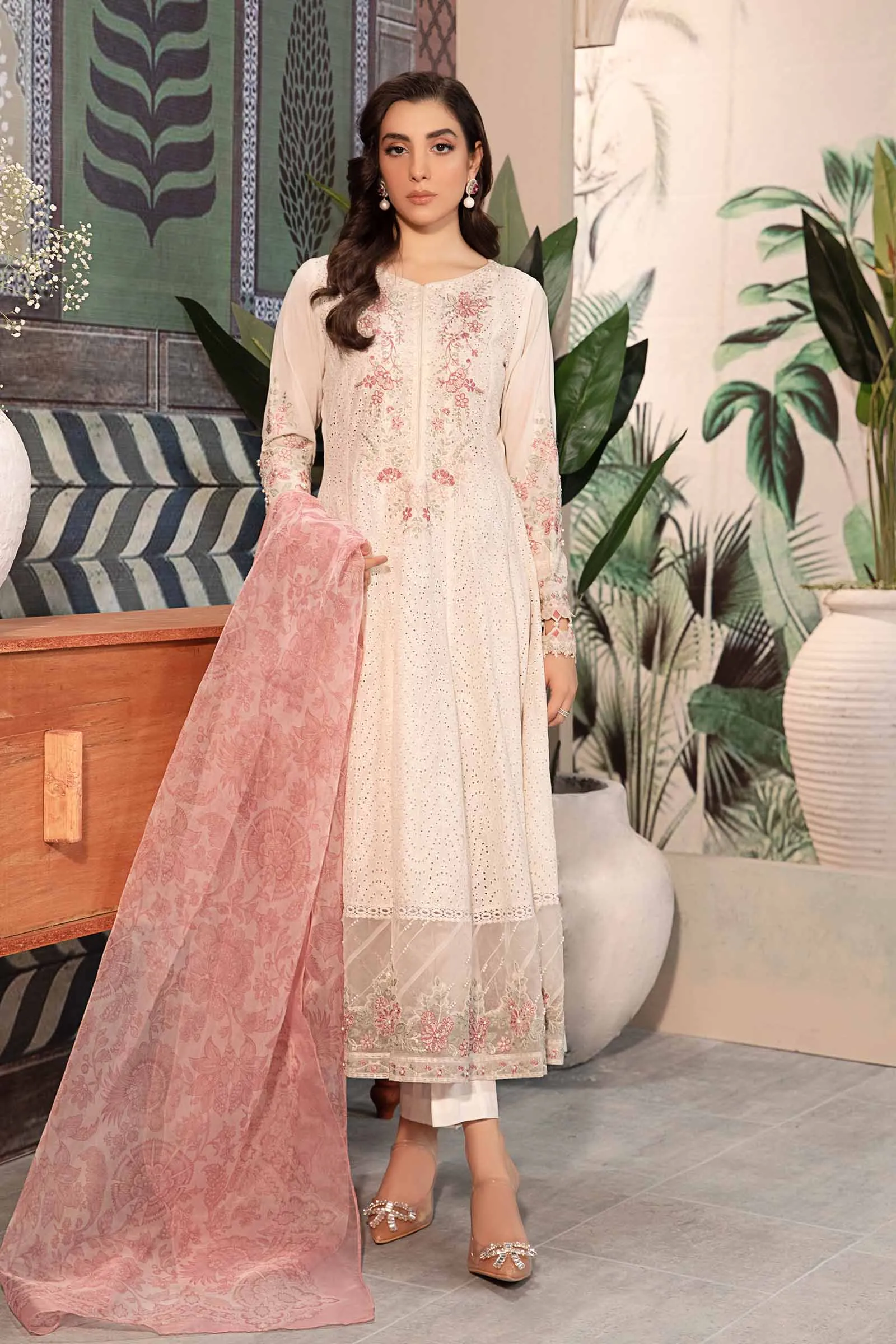 3 Piece Embroidered Net Suit | DW-EA24-08