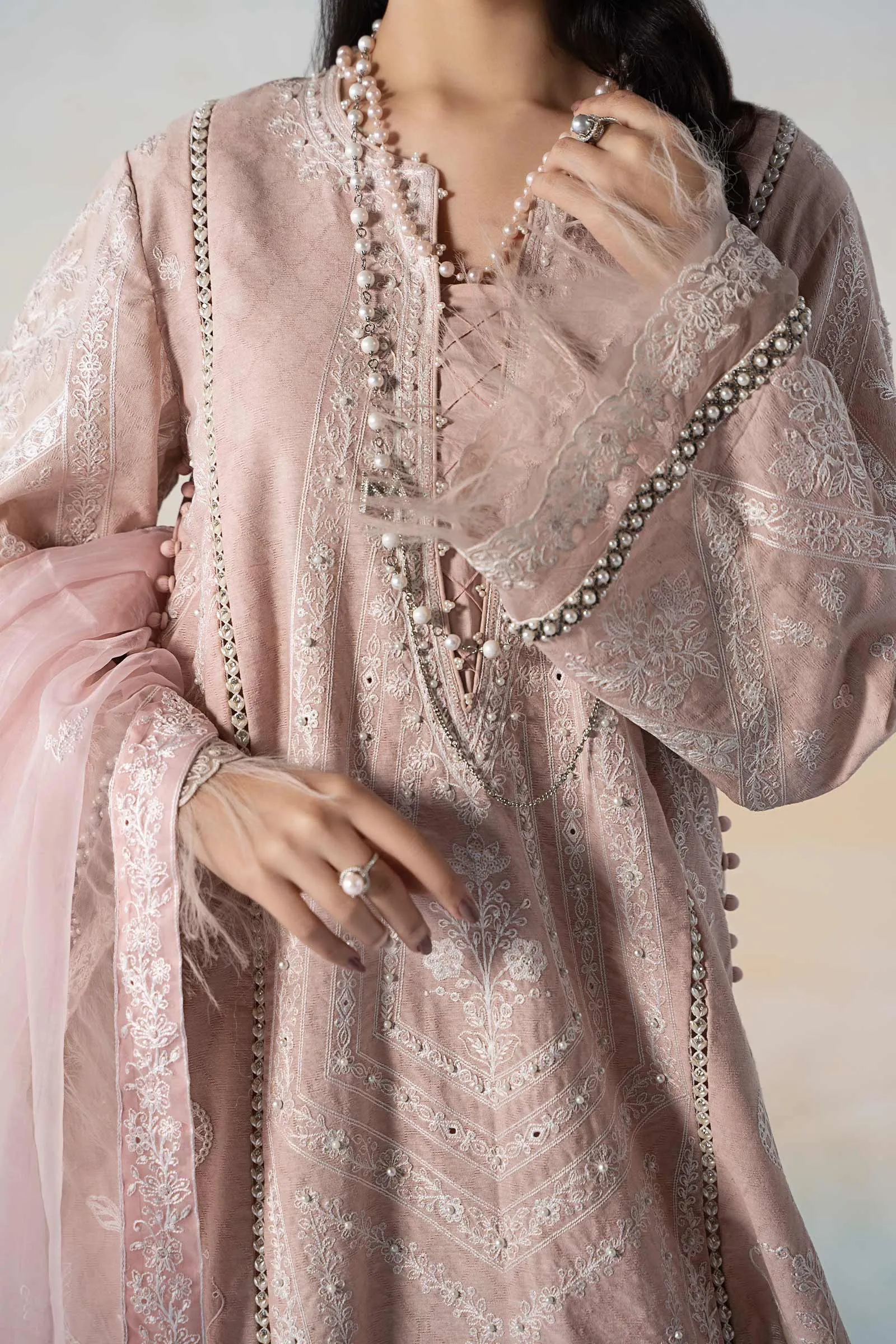 3 Piece Embroidered Self Jacquard Suit | DW-EF24-32