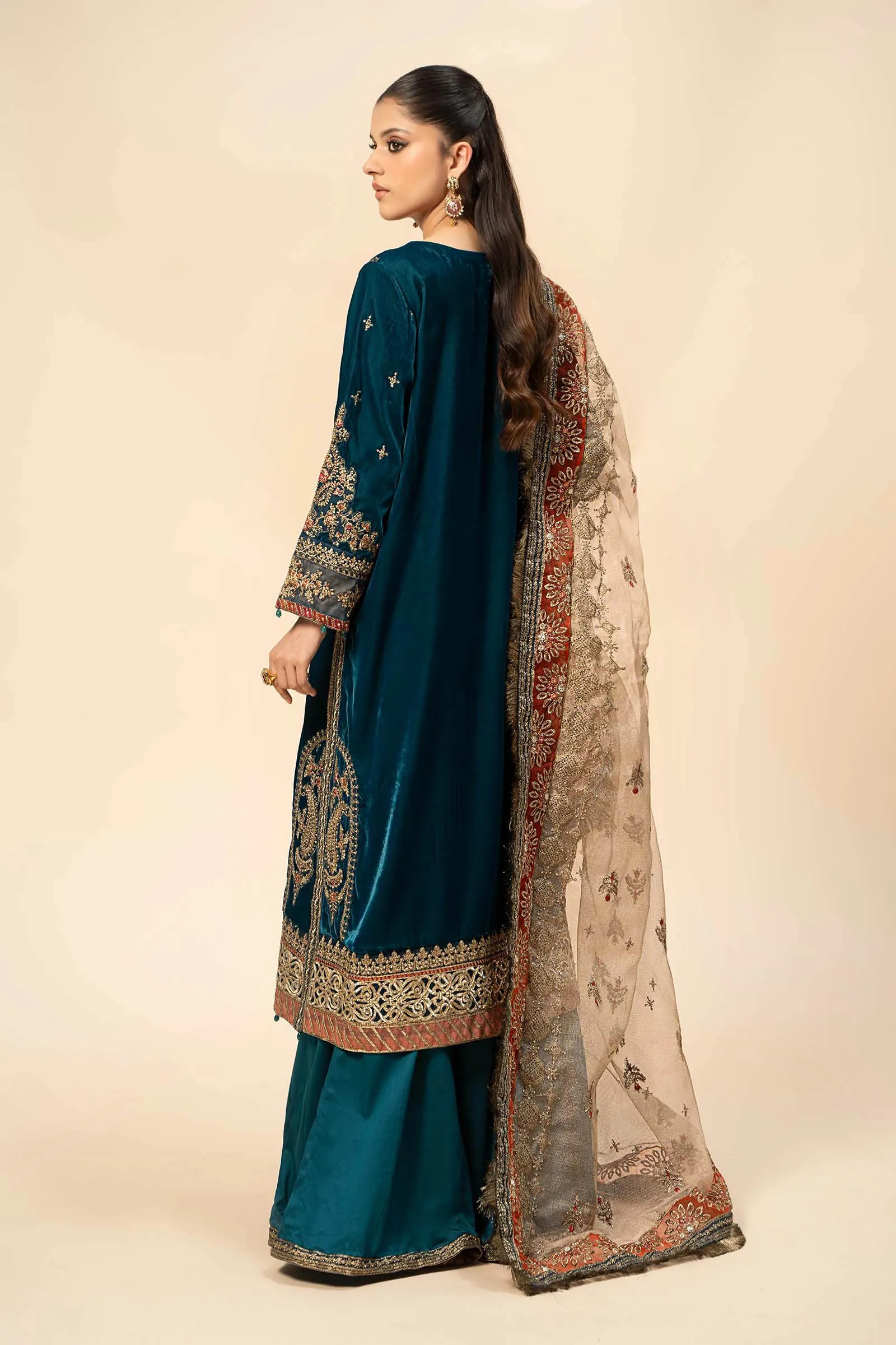 3 Piece Embroidered Velvet Suit | SF-W24-29