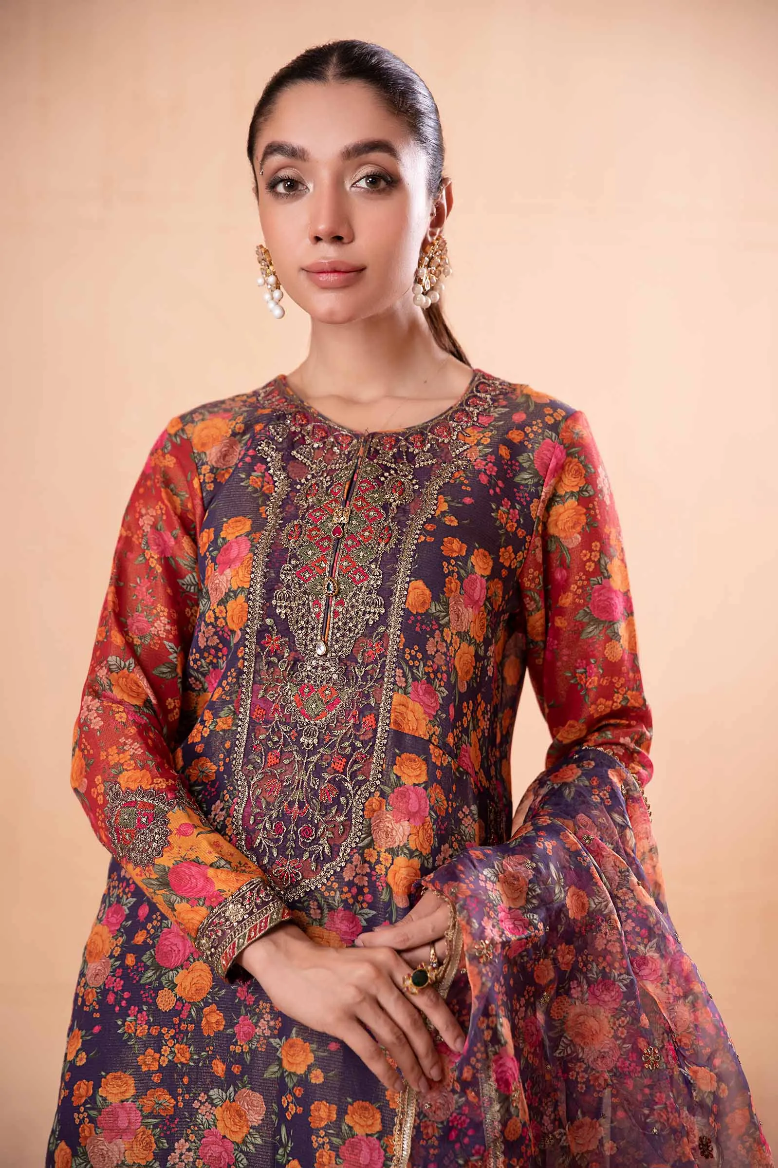 3 Piece Printed Cotton Masoori Suit | DW-EA24-31