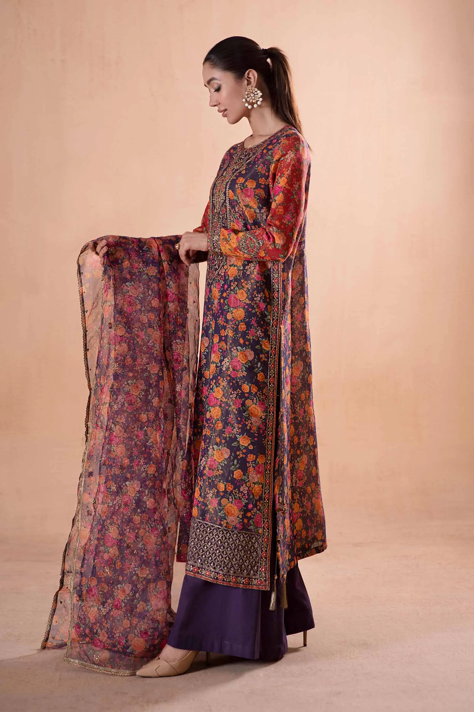 3 Piece Printed Cotton Masoori Suit | DW-EA24-31