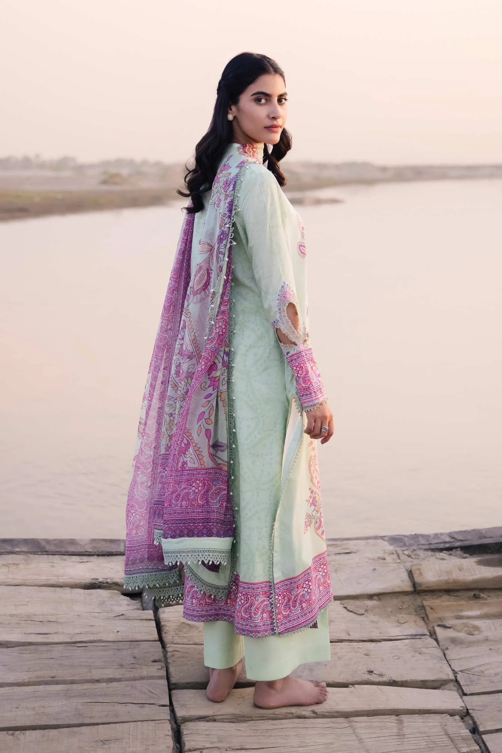 3 Piece Unstitched Embroidered Suit | 410-A