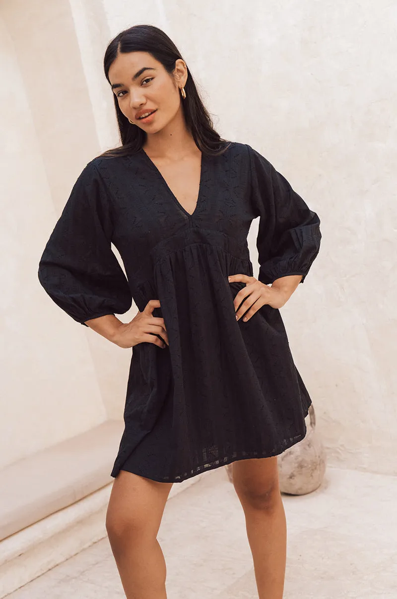 ALMA Mini Dress - black cotton