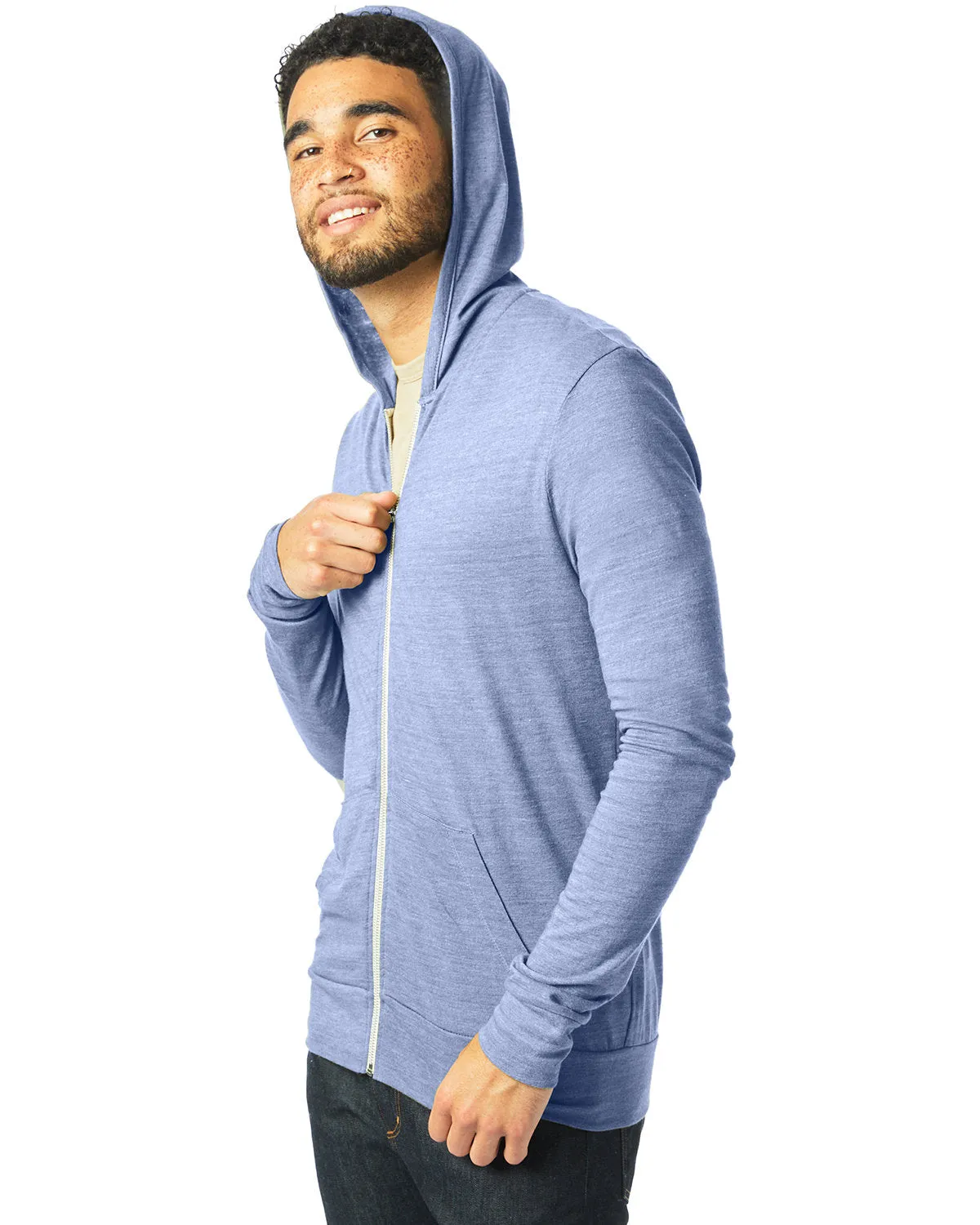 Alternative Eco-Jersey Zip Hoodie,  Eco Pacific Blue