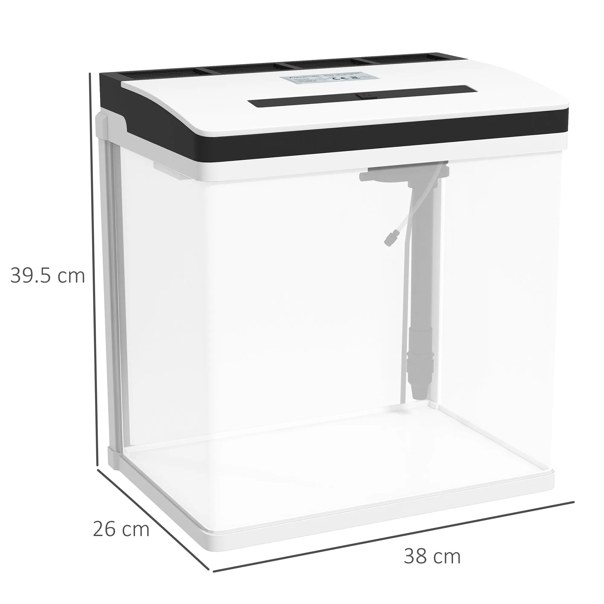 Aquarium 28L Glass Fish Tank w/ Filter, LED Lighting, Water Pump