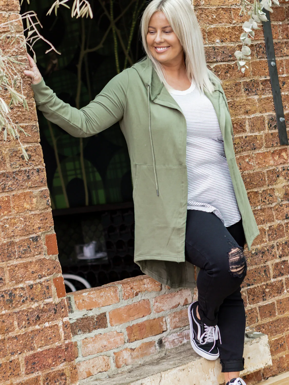 Ashleigh Hooded Cardi - Khaki