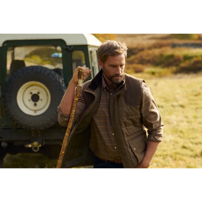 Barbour Bradford Tattersall Mens Gilet - Dark Sand