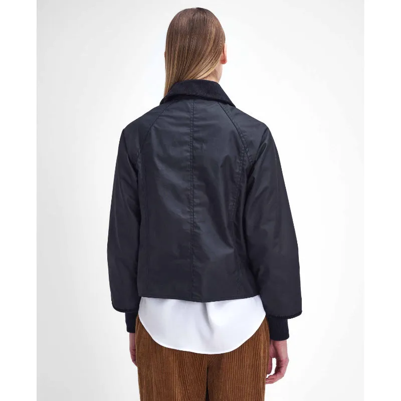 Barbour Cropped Beadnell Ladies Wax Jacket - Black/Classic