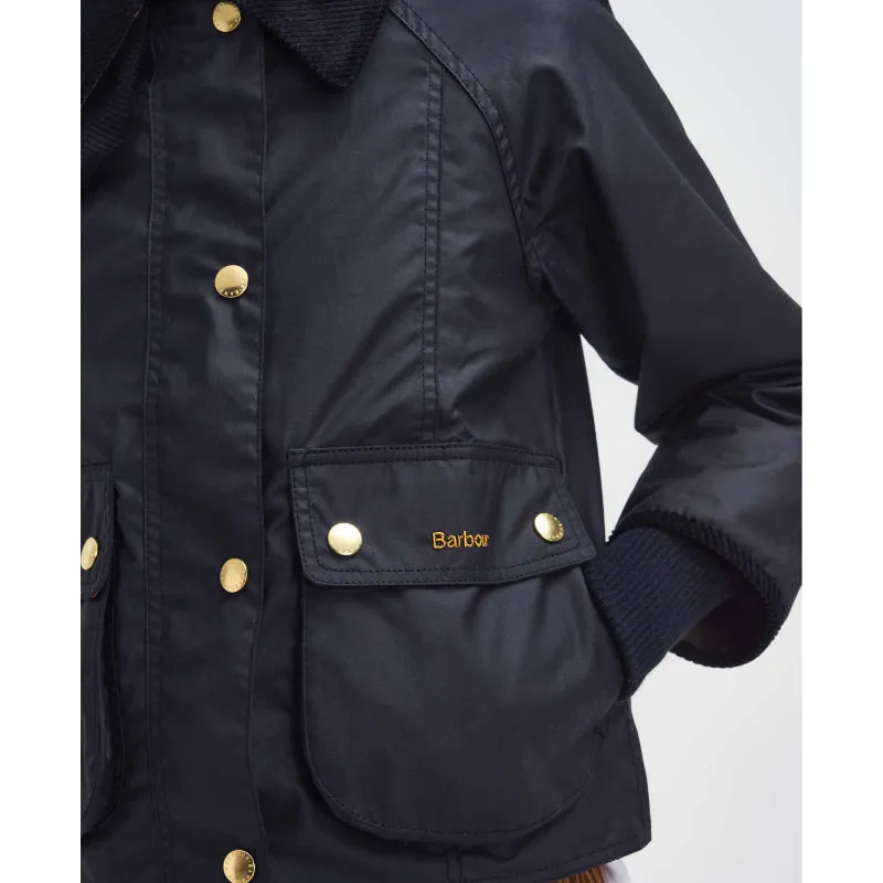 Barbour Cropped Beadnell Ladies Wax Jacket - Black/Classic