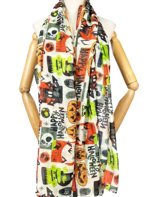 BD-115 Halloween Digital print scarf/Casual cardigan set