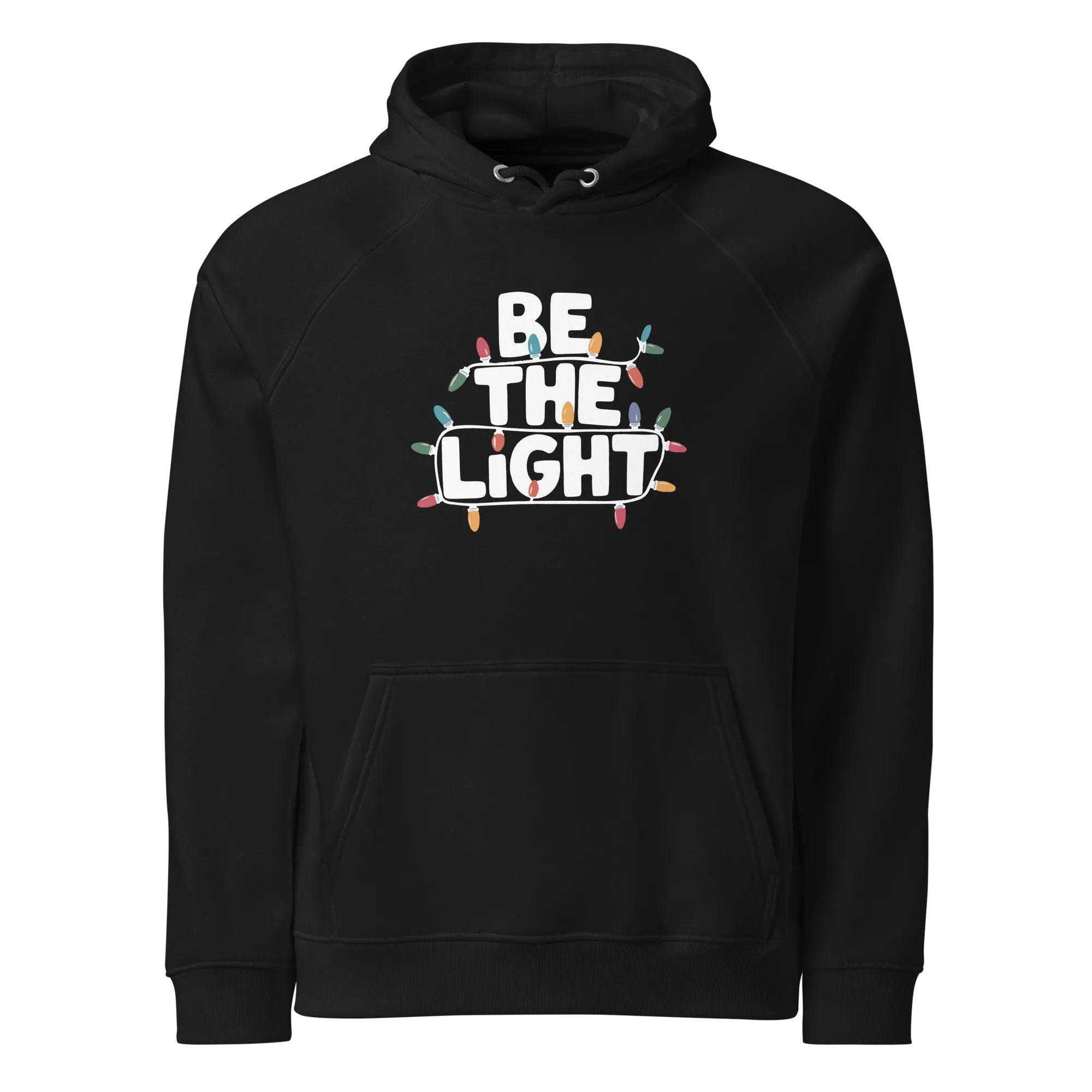 Be The Light White Graphics Women Eco Raglan Hoodie