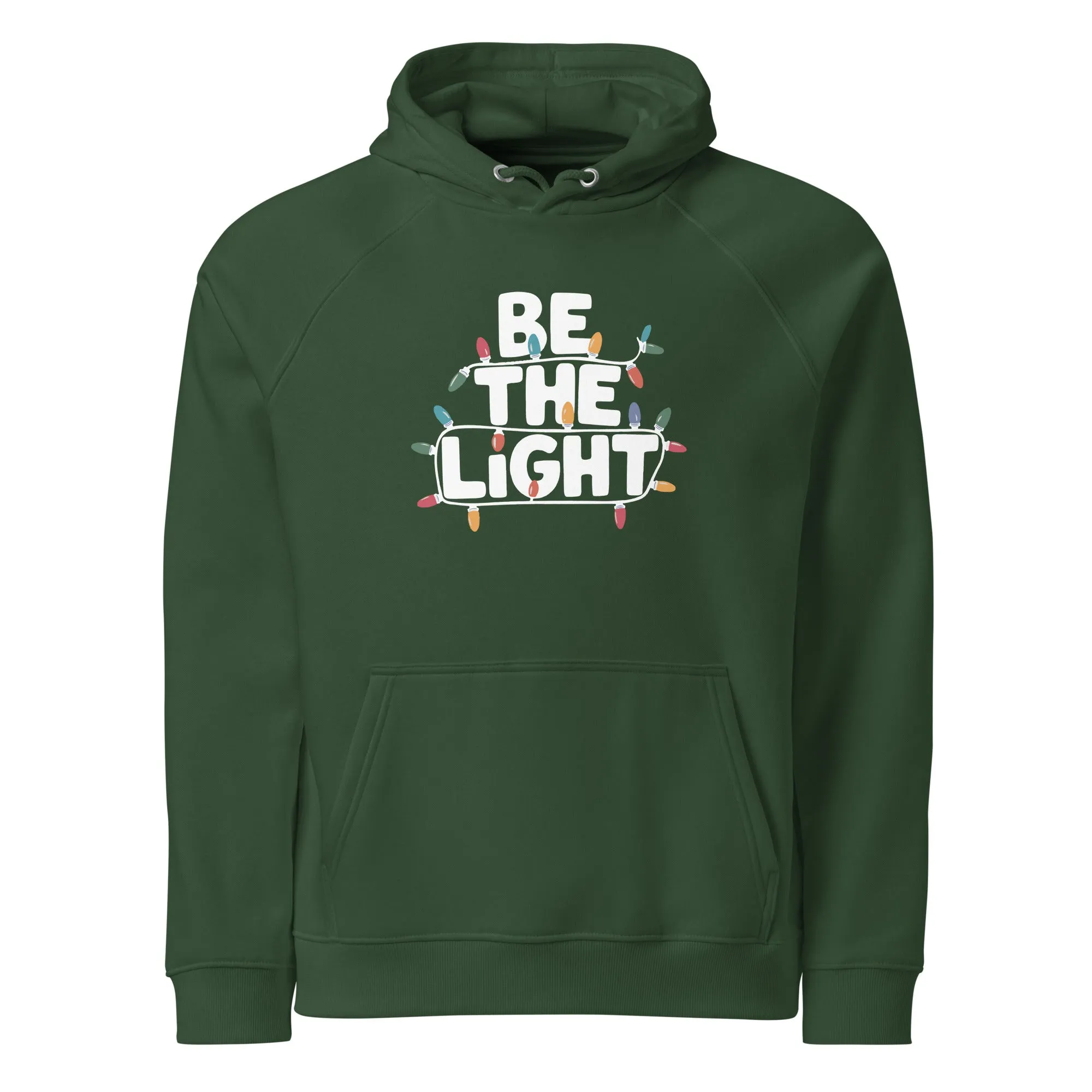 Be The Light White Graphics Women Eco Raglan Hoodie