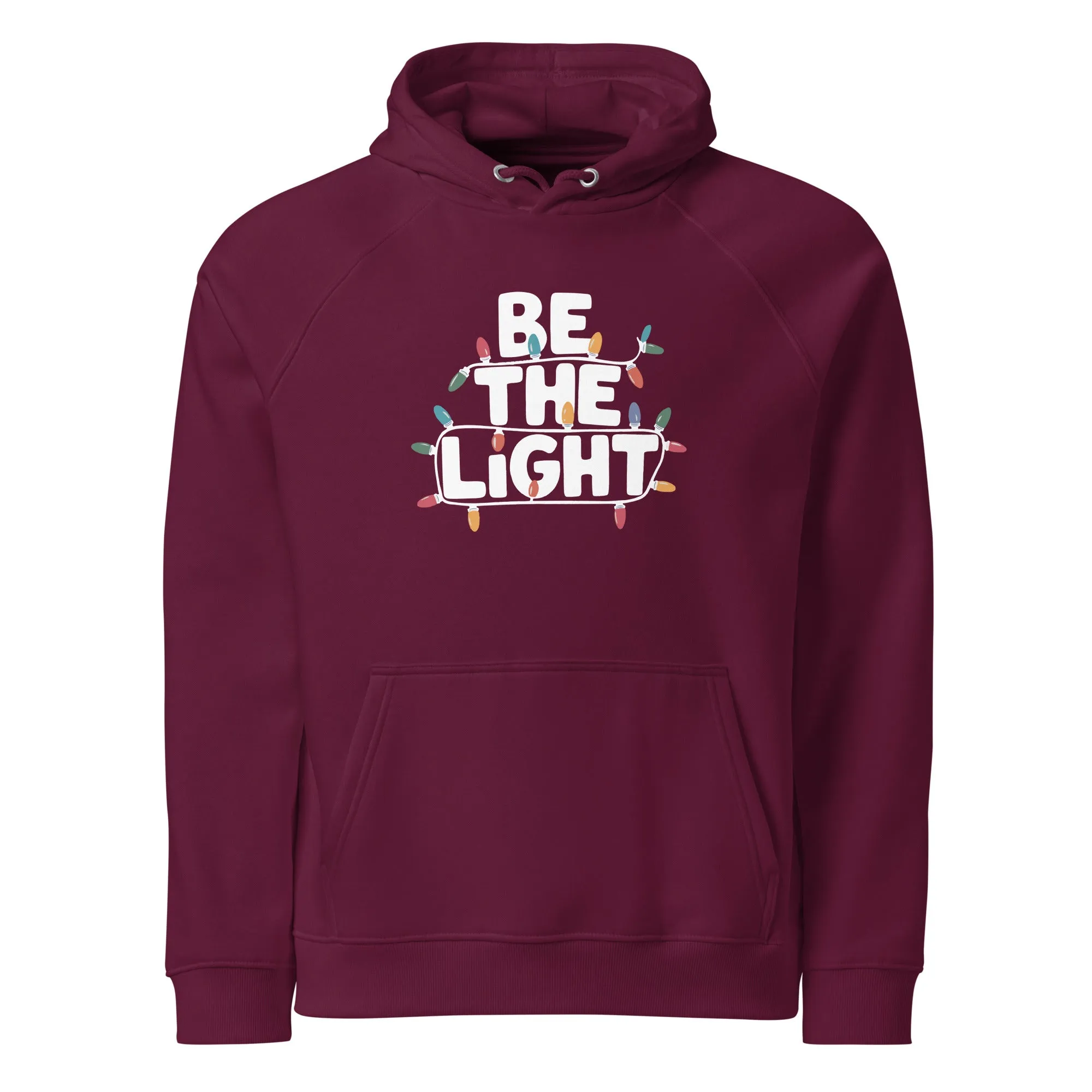 Be The Light White Graphics Women Eco Raglan Hoodie