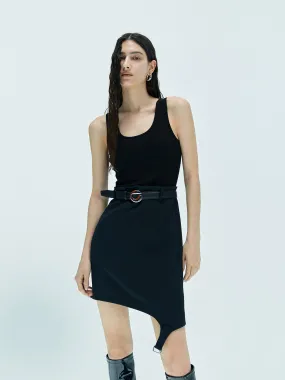 Belted Asymmetric Knitted Dress