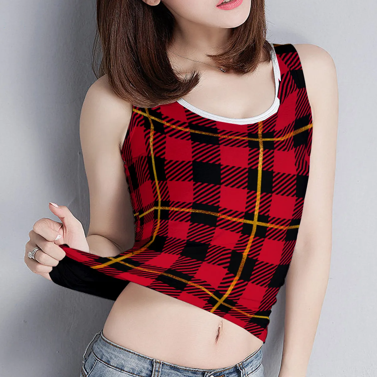 Black & Red Plaid Tank Top