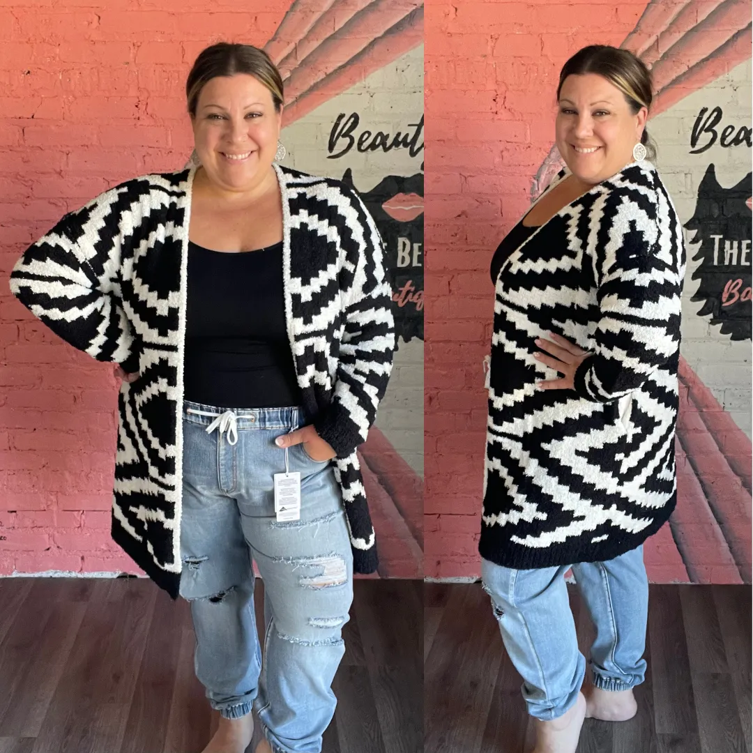 Black & White Aztec Cloud Cardigan