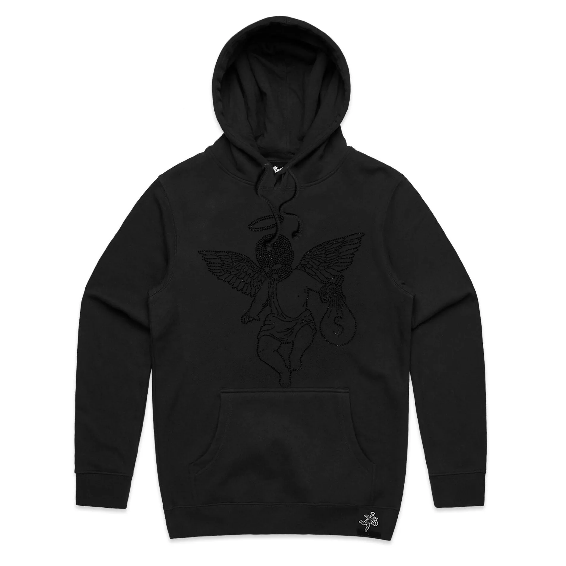 Black Rhinestone MM Angel Hoodie - HW