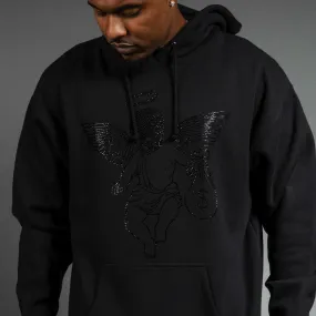 Black Rhinestone MM Angel Hoodie - HW