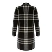 Black/Ivory Boiled Wool Long Check Cardigan