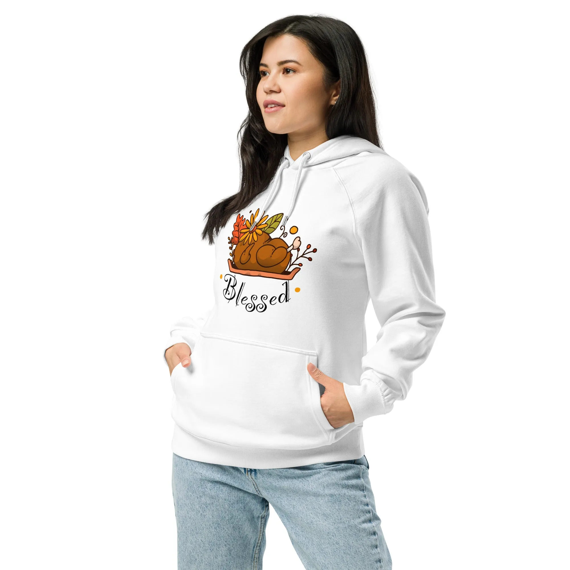 Blessed Thanksgiving Graphics Women Eco Raglan Hoodie