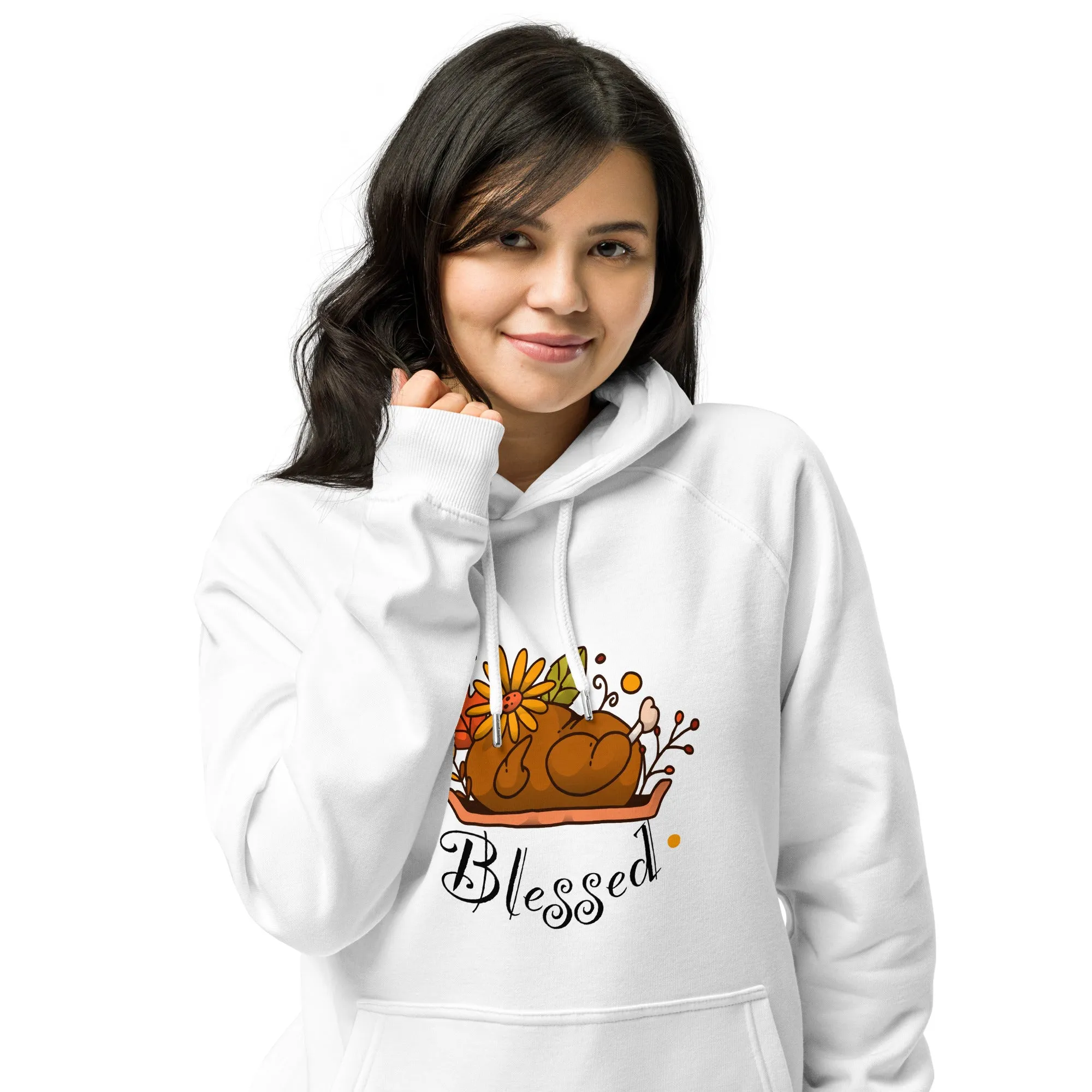 Blessed Thanksgiving Graphics Women Eco Raglan Hoodie