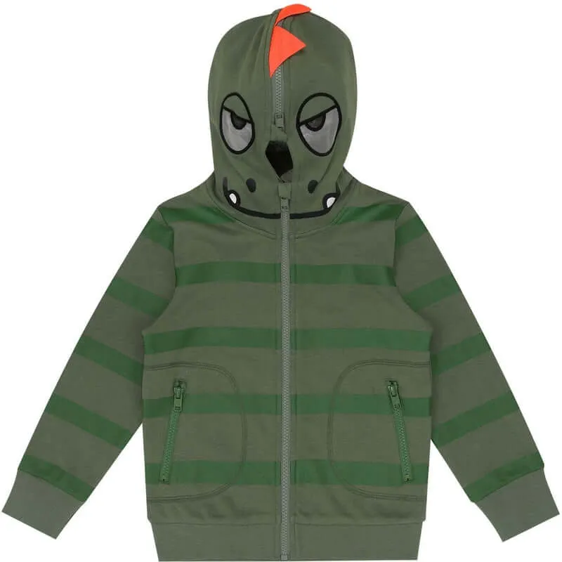 Boys Green Gecko Zip Up Hoodie