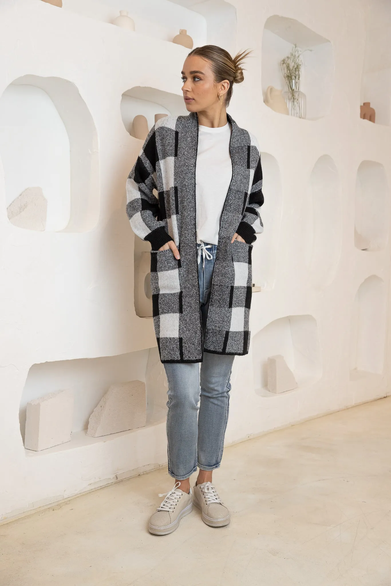 BRIONY CARDIGAN - Black Check