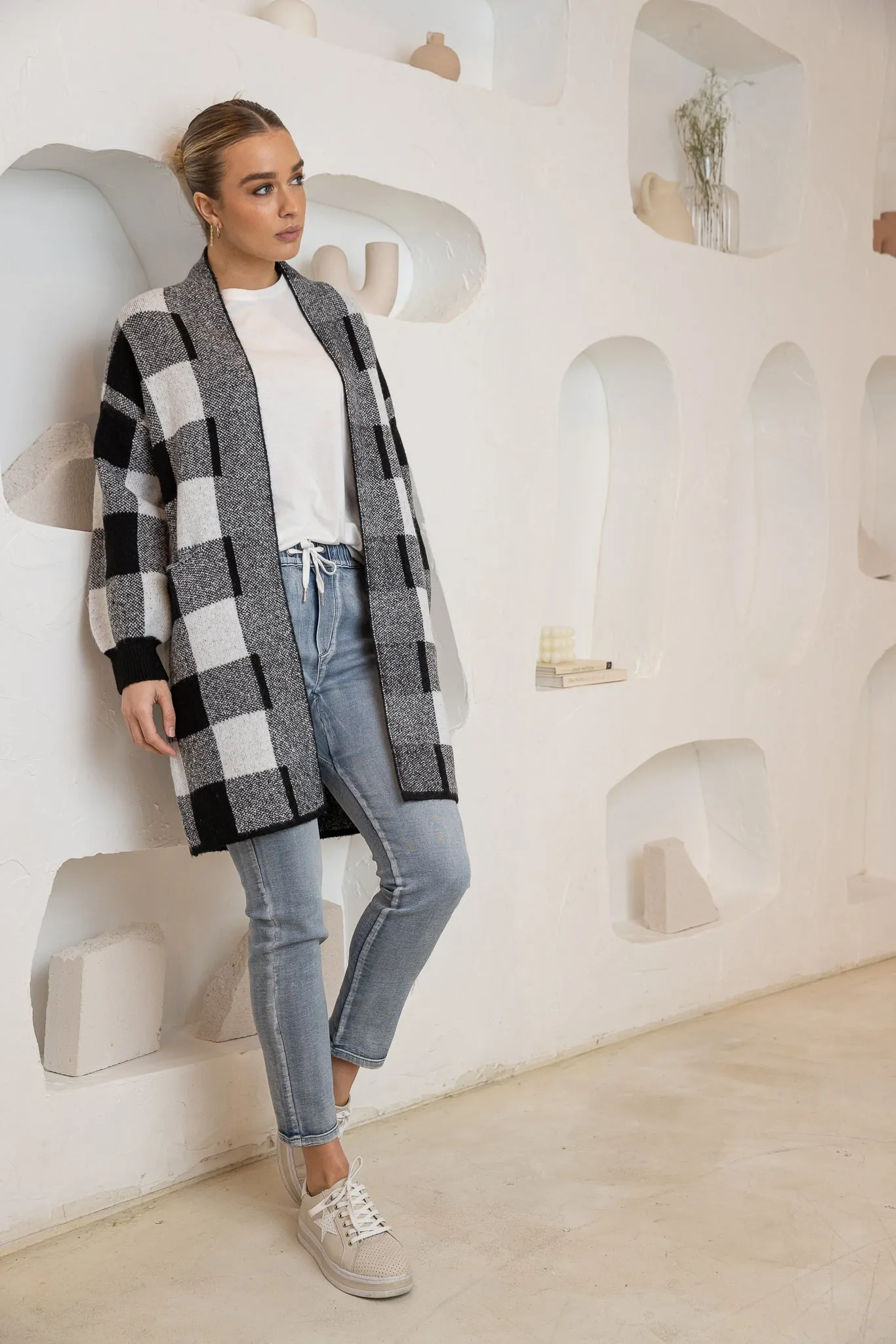 BRIONY CARDIGAN - Black Check