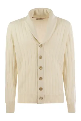 BRUNELLO CUCINELLI Luxury Cashmere Cardigan with Scarf Collar