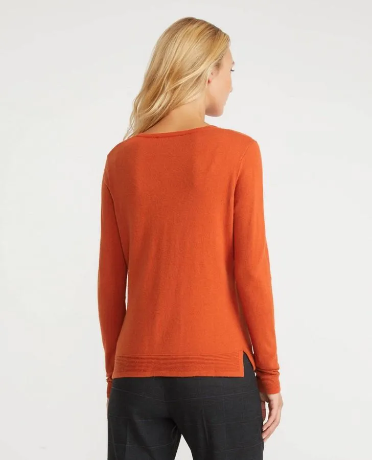 Burnt Orange Rib Trim Cardigan