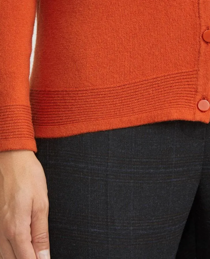 Burnt Orange Rib Trim Cardigan