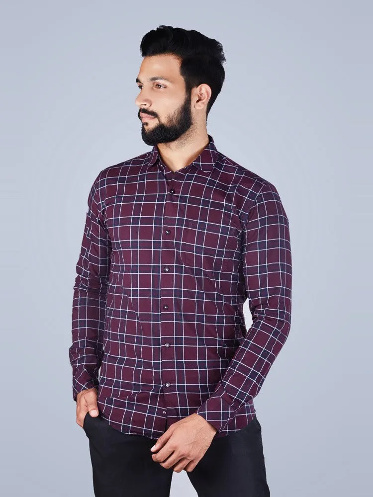 Check Shirt - Men Regular Fit Checked Spread Casual Shirt