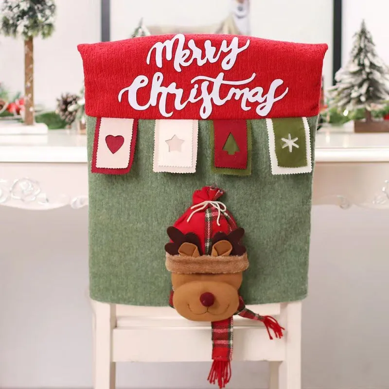 Christmas Chair Back Cover for Dining Room Xmas Decor