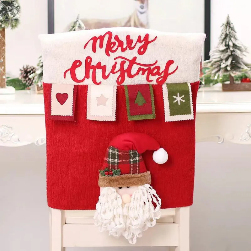 Christmas Chair Back Cover for Dining Room Xmas Decor