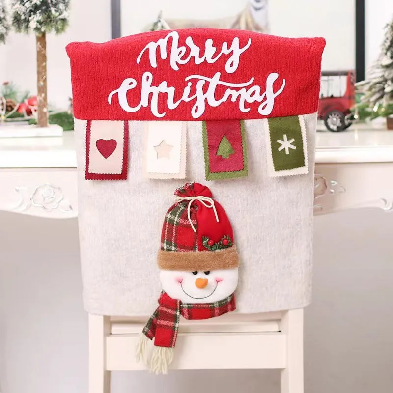 Christmas Chair Back Cover for Dining Room Xmas Decor