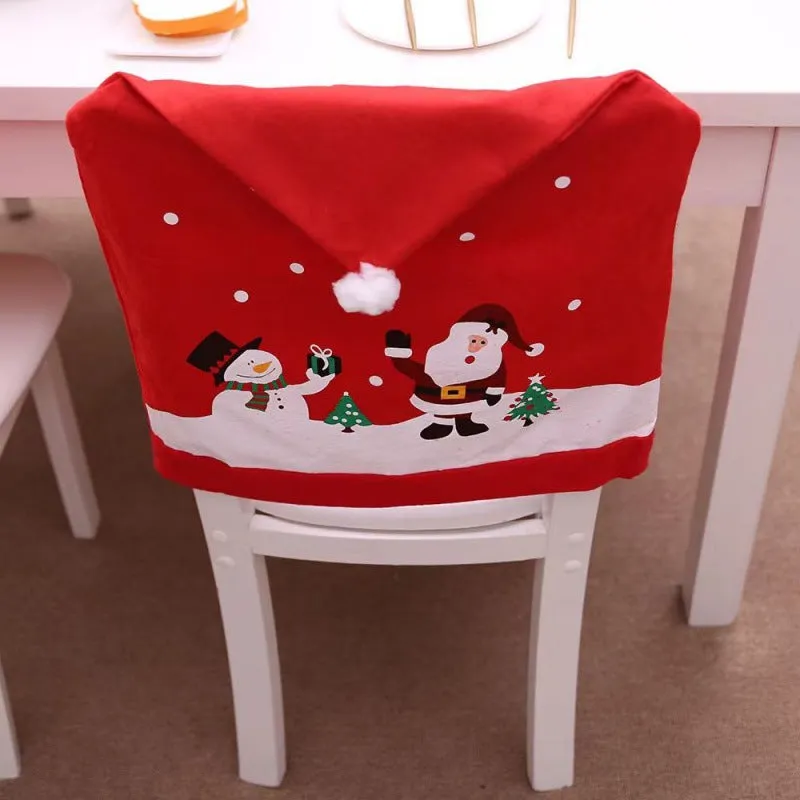 Christmas Chair Back Cover for Dining Room Xmas Decor