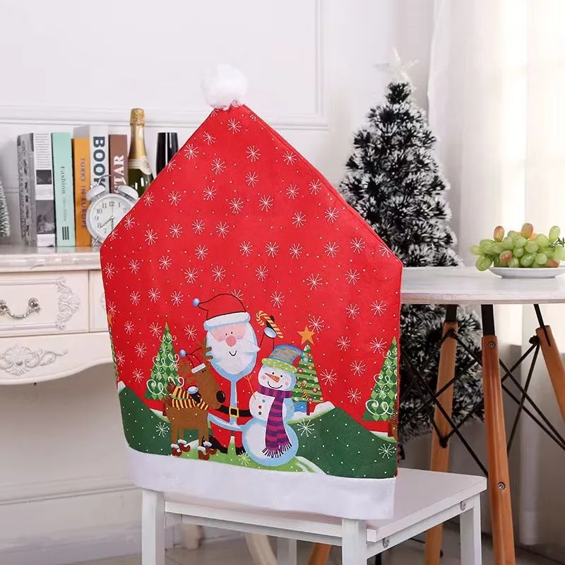 Christmas Chair Back Cover for Dining Room Xmas Decor