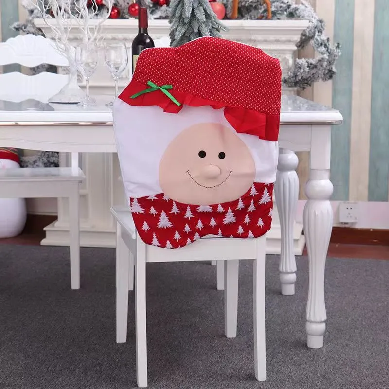 Christmas Chair Back Cover for Dining Room Xmas Decor