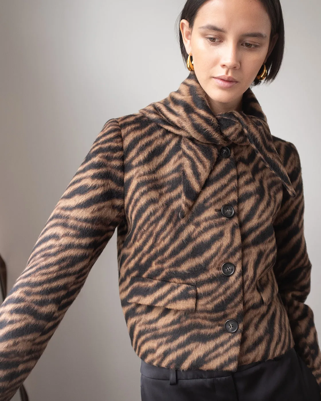 Cleo Jacket Wool Blend Jacquard Tiger Beige