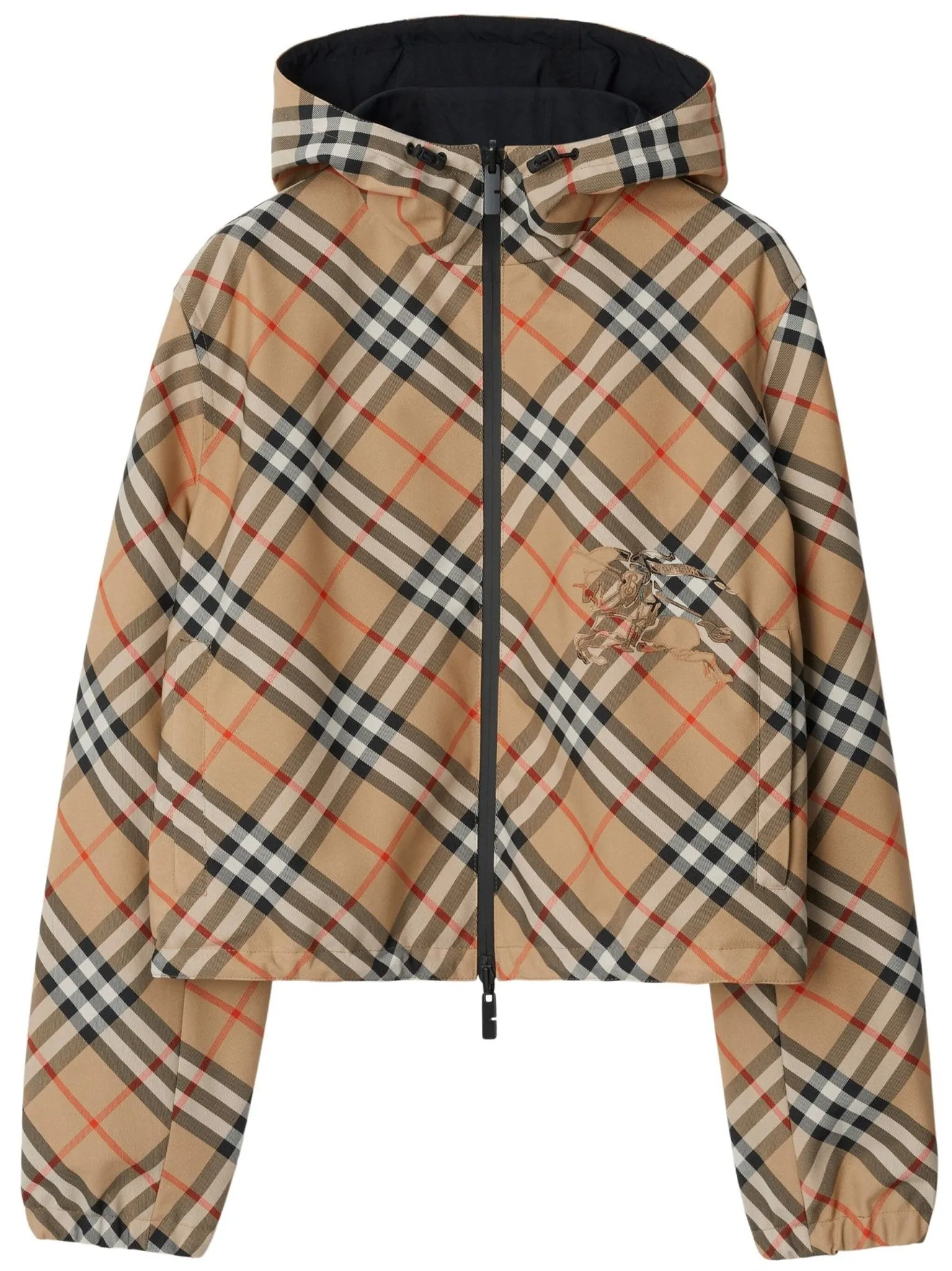 cropped reversible check jacket