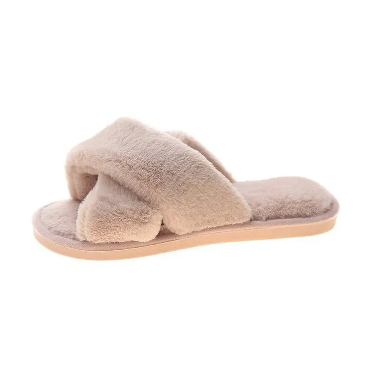 Cross plush slippers