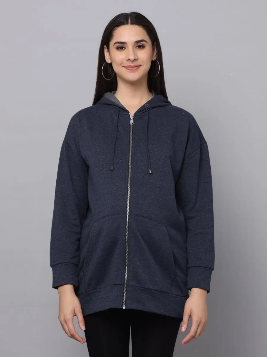 Crown Blue Oversized Maternity Zipper Hoodie