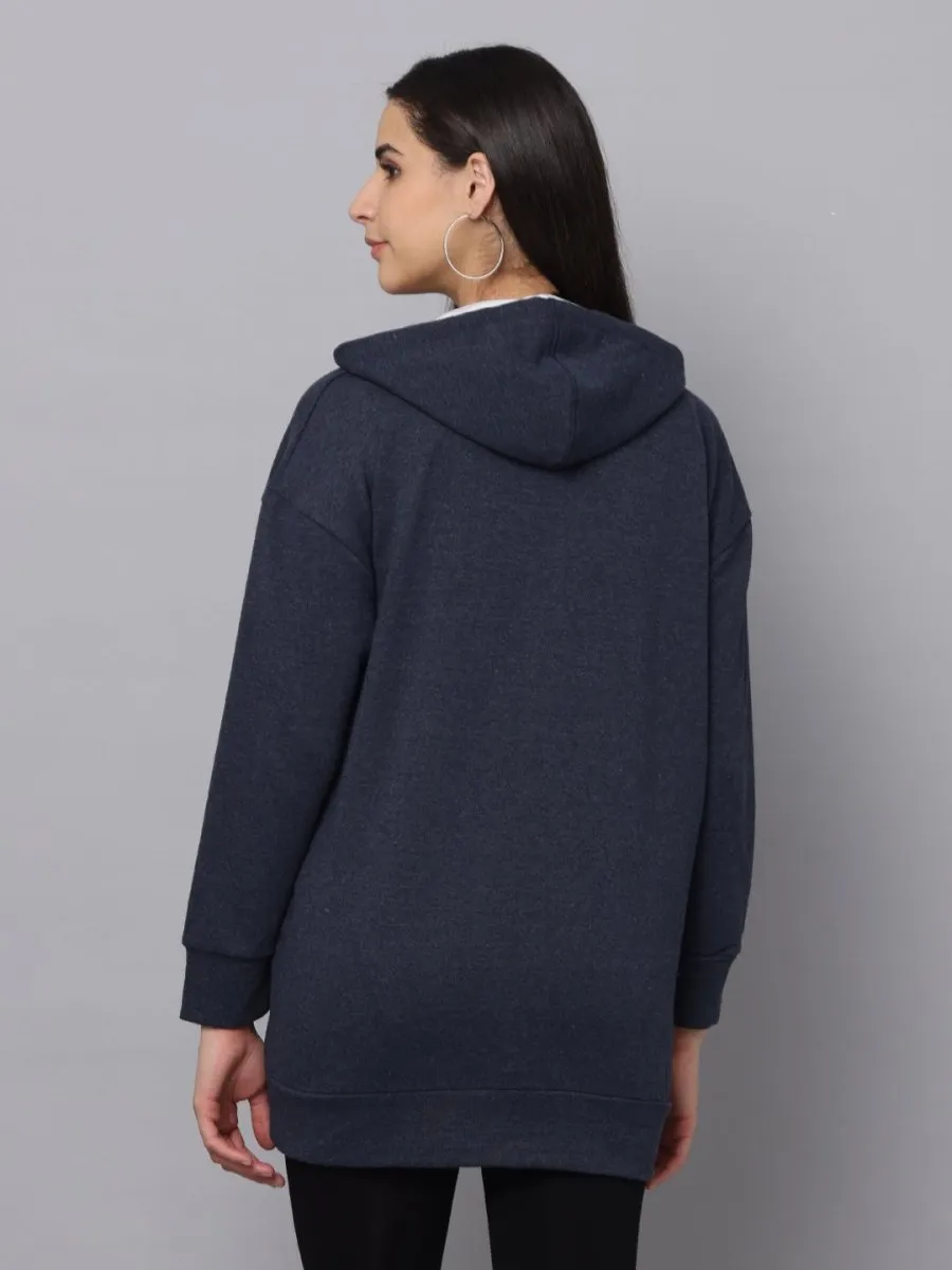 Crown Blue Oversized Maternity Zipper Hoodie