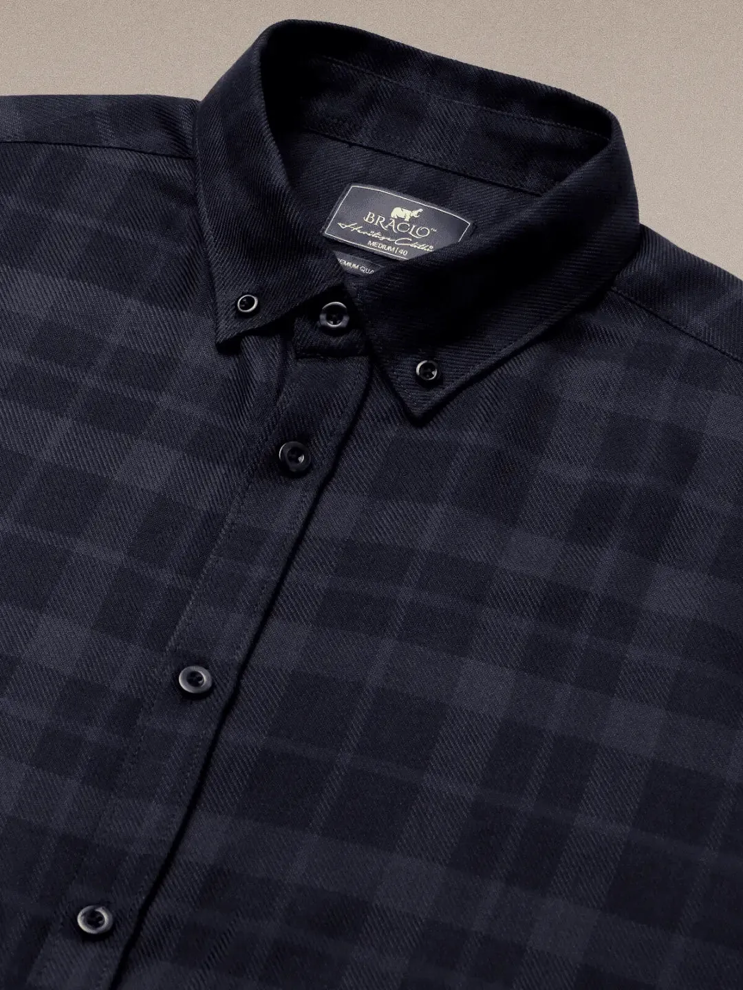 Dark  Checkered Button Down Casual Shirt