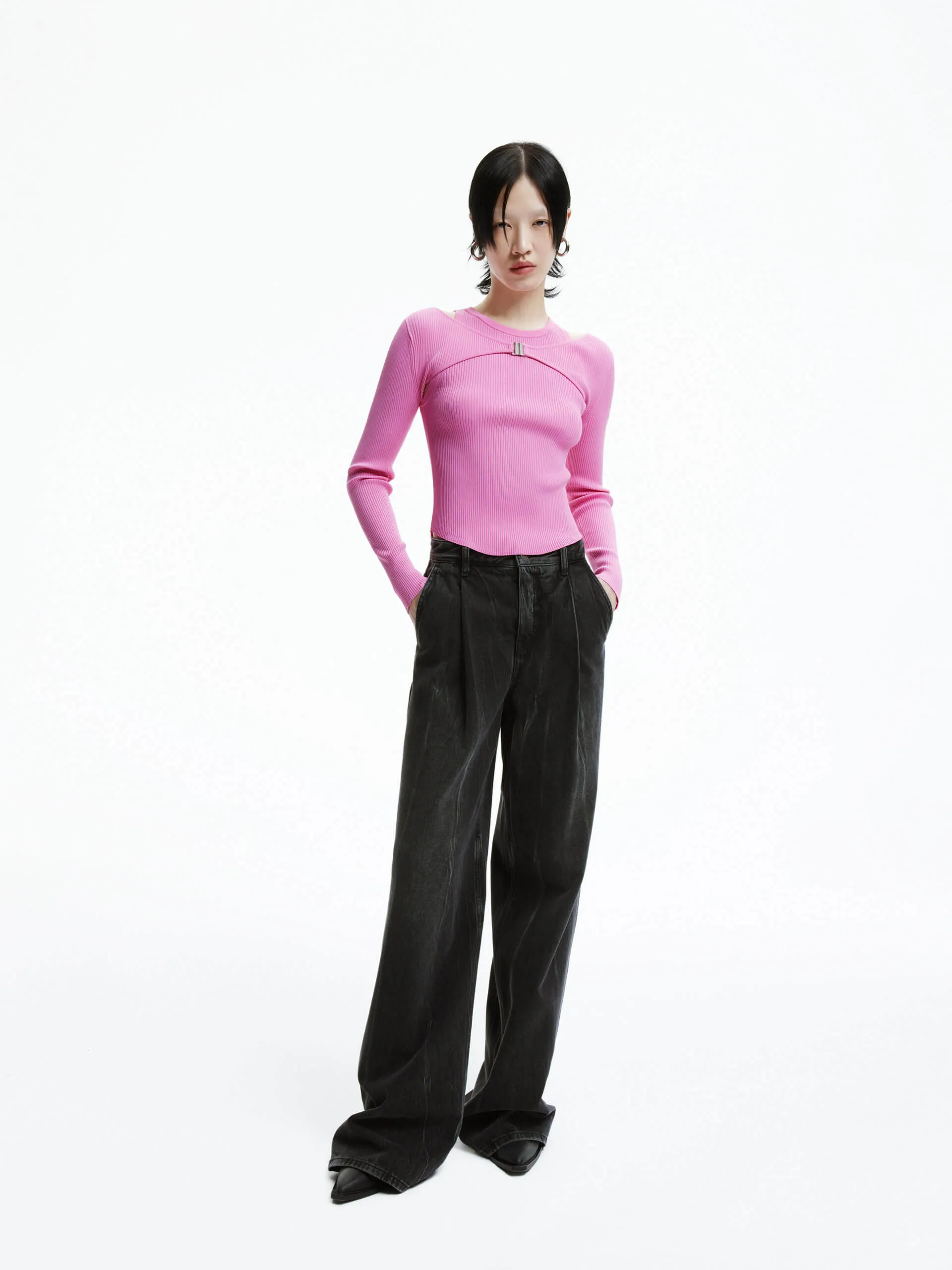 Deconstruct Ribbed Knit Top