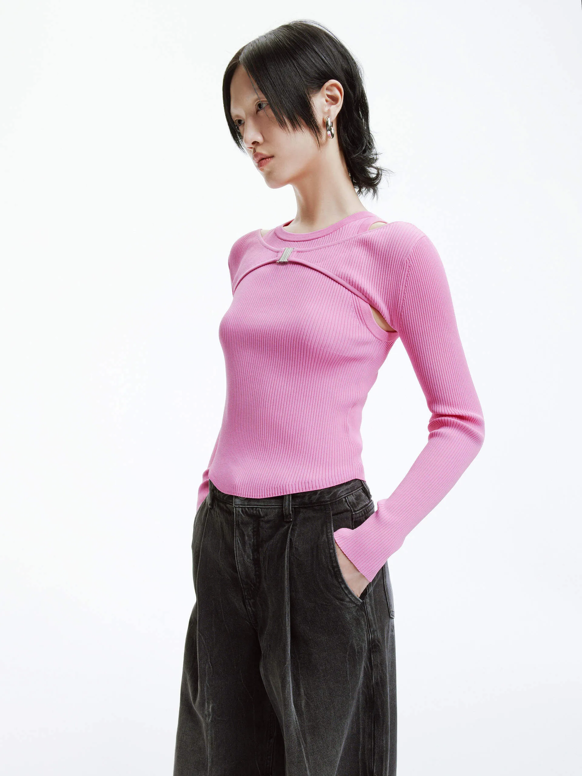 Deconstruct Ribbed Knit Top